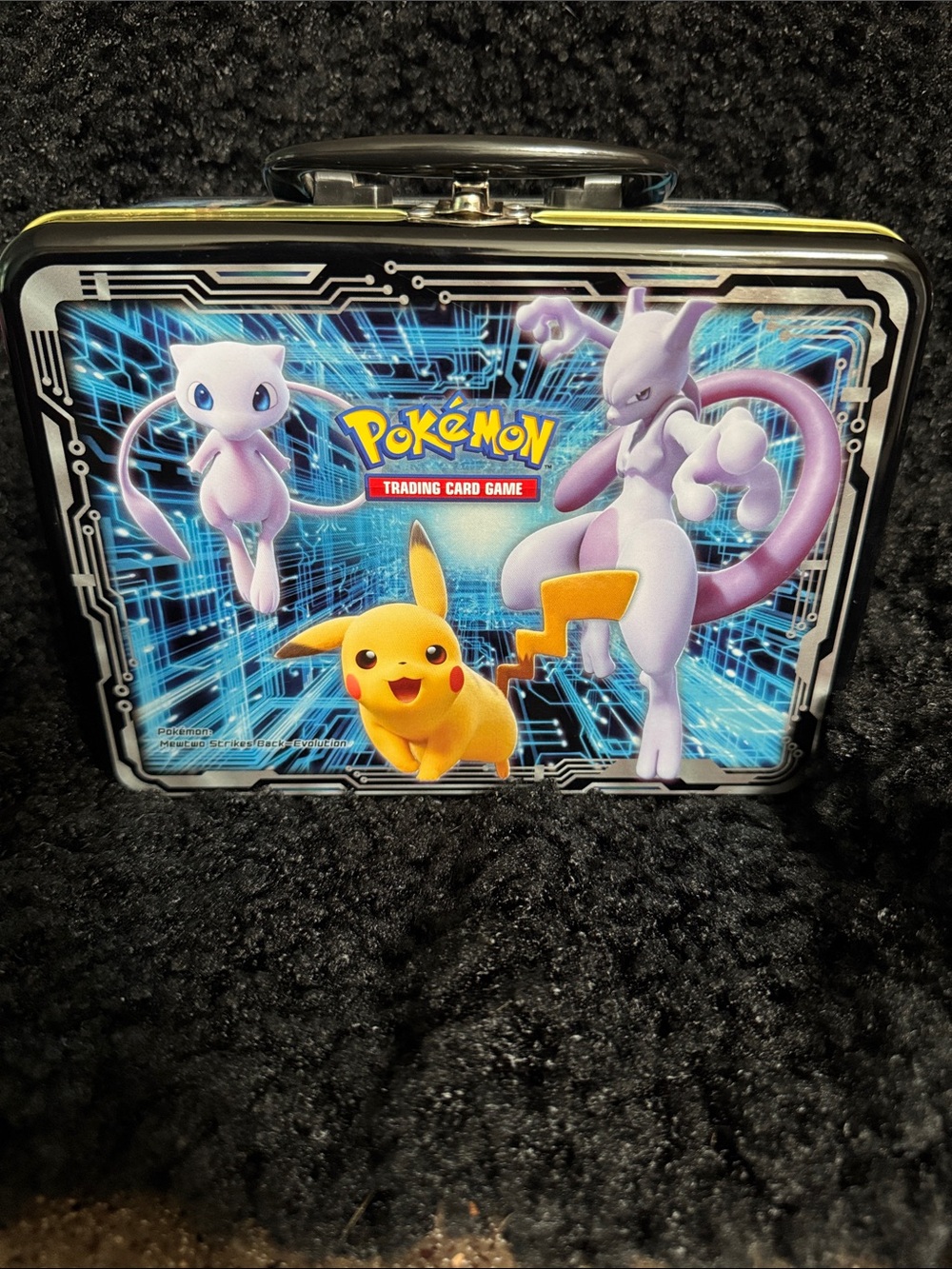 Pokemon Blue Black Yellow Pikachu Mewtwo Lunchbox Tin